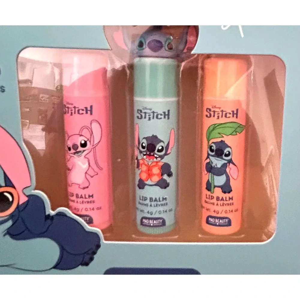Disney Stitch Hawaii Mad Beauty Hand Cream Duo and Lip Balm Trio Gift Set Bundle
